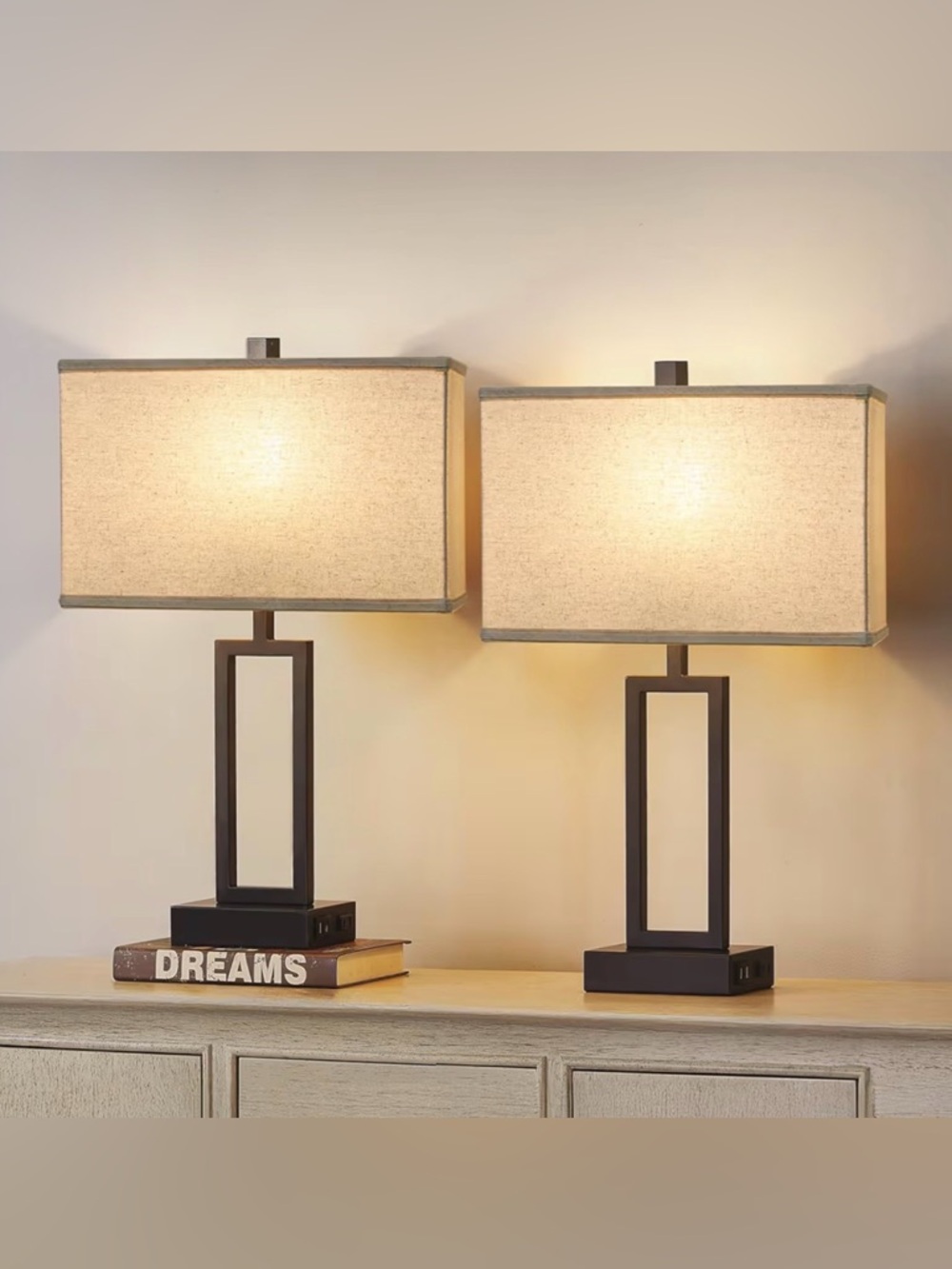 NWOT Seaside Village | Rectangle Lamp Shades Set of 2, 16"L x 8"W x 10"H Beige - Picture 2 of 8